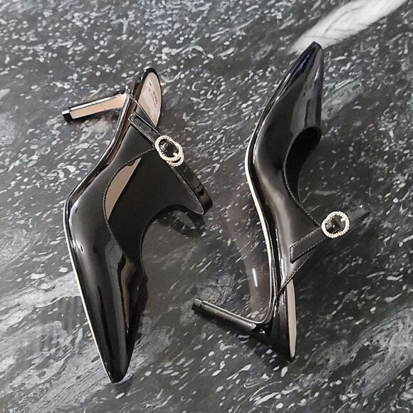 BRAND NEW STUART WEITZMAN CRYSTAL BUCKLE 75 PATENT MULE G1 - Picture 12 of 16